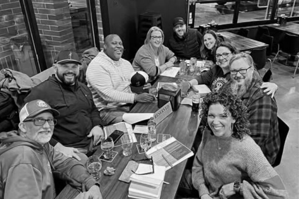 CPRF board members sitting at a table and having a meeting